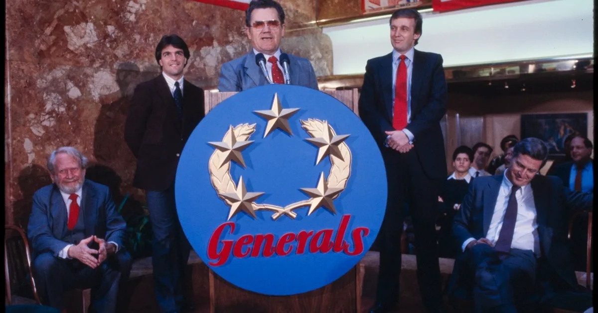 Professional football press conference scene, empty podium with blurred club emblem, brigh