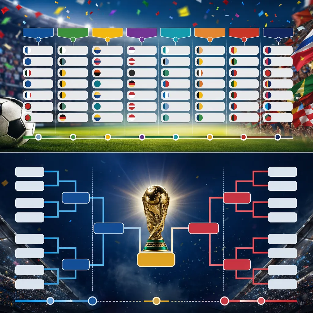 Visual infographic layout showing World Cup match timeline, separate sections fo