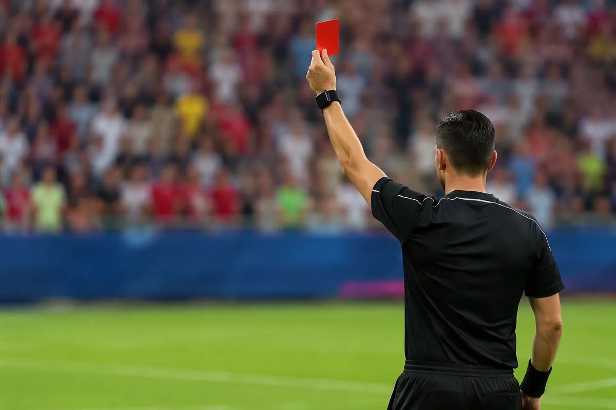 Editorial news header image for 2026 FIFA World Cup, showing a professional soccer referee