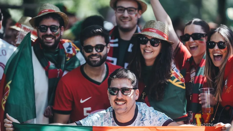 A group of people holding a flag and smiling