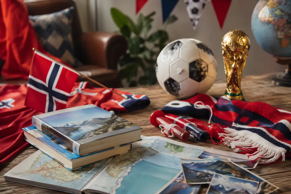 Editorial style news header image, vibrant scene of football fan culture with travel guide