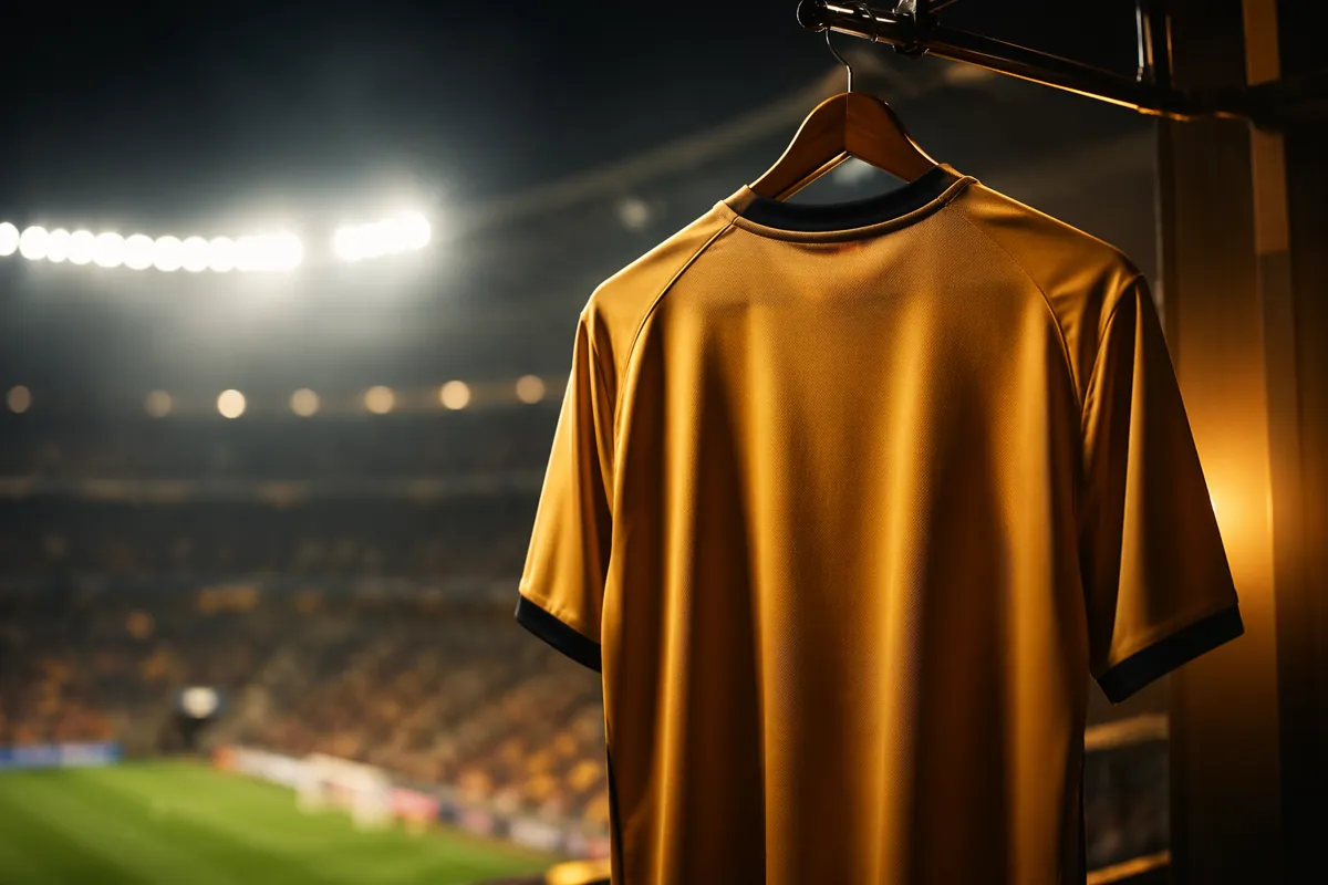 Professional sports news header image, blurred background of football stadium with bright