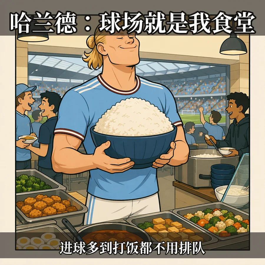 哈兰德:球场就是我食堂表情包